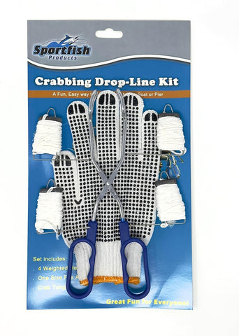 Sportfish Products SFP-CDLK Crabbing Drop-Line with Steel Tongs and Glove 6-Piece Kit