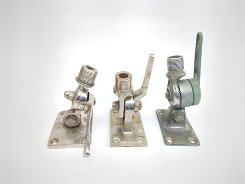 Marine Stainless Steel 1”-14 Thread 4-Way Heavy Duty Ratchet Surface Antenna Mount Lot of 3