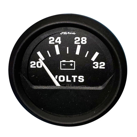 Faria 12860 VP9191 Euro Black Marine 2” 24V Voltmeter Volt Gauge