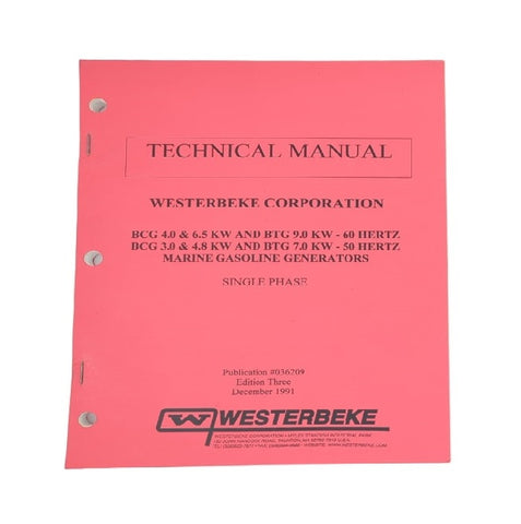 Westerbeke 036209 Edition Three Marine Gasoline Generator Single Phase Technical Service Manual