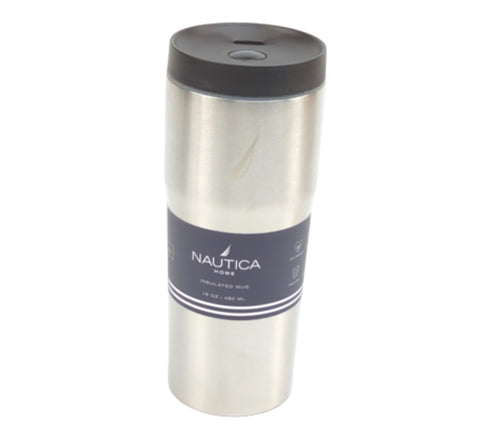 Nautica NH-OK027SS Windward 16 oz. J-Class Double-Walled Stainless Steel Push-Button Tumbler