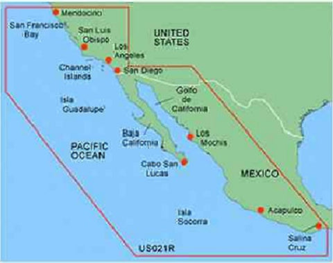 Garmin MUS021R Bluechart Marine Chartplotter Chart Map California to Mexico