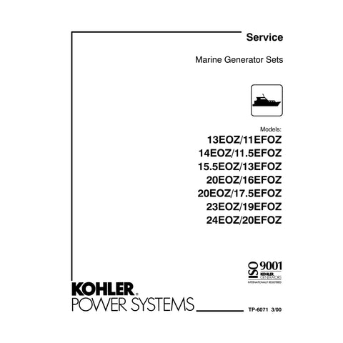 Kohler TP-6071 3/00 Genuine OEM Marine Generator 13EOZ 14EOZ Service Manual