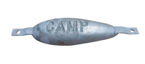 Camp W-6 Zinc 9" L X 3" W x 1-1/4" T Slotted Teardrop Weld-On Hull Plate Zinc Anode