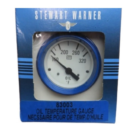 Stewart Warner 83003 2-1/16" 140-320 Range Analog Blue Oil Temperature Gauge