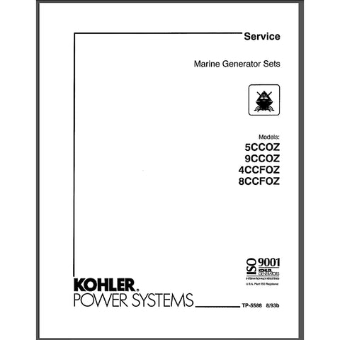 Kohler TP-5588 8/93b Genuine OEM Marine Generator 5CCOZ 8CCFOZ Service Manual