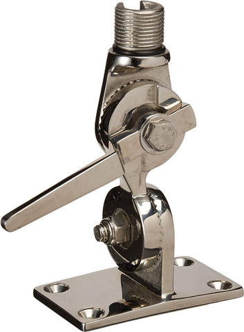 SeaChoice Antenna 4-Way Ratchet Mount – Chrome Brass, For 1" Marine Antennas