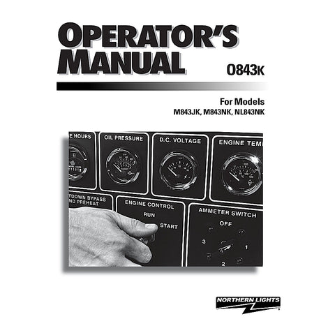 Northern Lights O843K Lugger Genuine OEM M843JK M843NK NL843NK Operator’s Manual