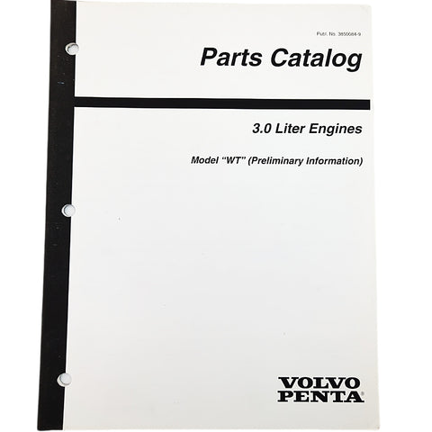 Volvo Penta 3850084-9 Genuine OEM 3.0 Liter Engines Model WT Parts Catalogue Service Manual