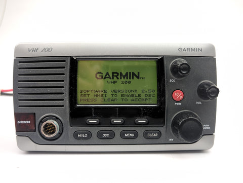 Garmin VHF 200 010-00755-00 Boat Marine Waterproof DSC VHF Radio Transceiver Silver