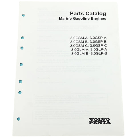 Volvo Penta 7744420 Genuine OEM Marine Gasoline Engine Parts Catalogue Service Manual No Binder