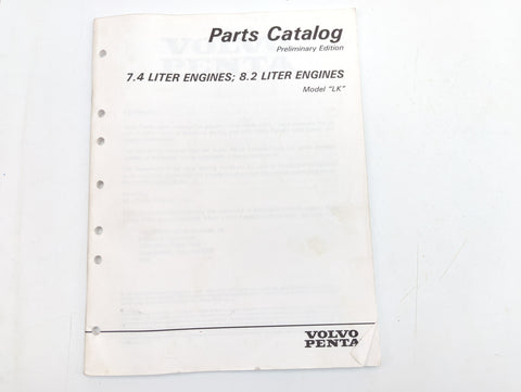Volvo Penta 7797330-3 Genuine OEM 7.4/8.2 Liter Engines Model LK Parts Catalog Service Manual