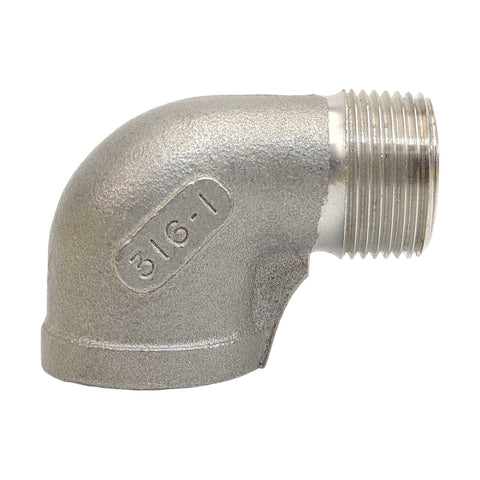 Midland Metal 63-165 63165 Stainless Steel 1” MNPT X FNPT SCH 40 90° Street Elbow Fitting