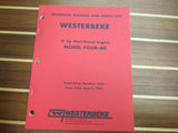 Westerbeke 16521 Marine Mini-Diesel Engine 15HP Four-60 Technical Manual and Parts List - Second Wind Sales