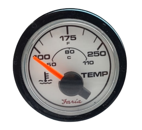 Faria GP7112D 2” Fog Resistant 100-250F Pitot Flush Mount 12V Temperature Gauge