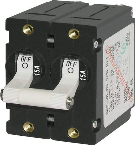 Carling AA2-X0-04-055-481-C A-Series Double Pole White Toggle 15A Circuit Breaker Ancor 552115 Blue Sea 7235