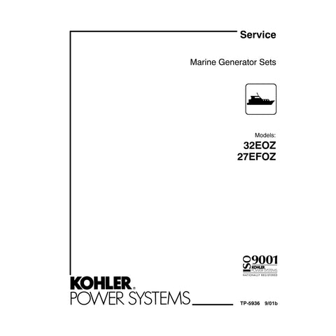 Kohler TP-5936 9/01b Genuine OEM Marine Generator 32EOZ 27EFOZ Service Manual