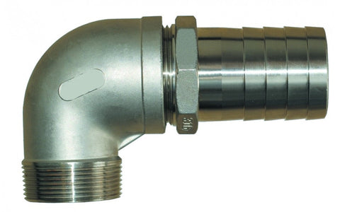 Groco PTHC-1500-S PTHC Series 316 Stainless Steel Standard Flow 1-1/2" Pipe / Hose + Street Elbow Adapter Fitting