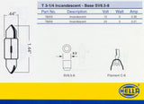 Hella 78204 C5W Marine Grade 24V 5W SV8.5-8 Festoon Cap Incandescent Navigation Light Bulb