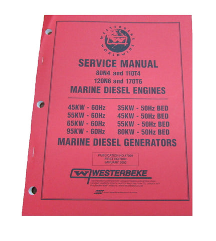 Westerbeke 47069 Marine Diesel Engines 80N4 110T4 Generators 45KW 55KW Service Manual - Second Wind Sales