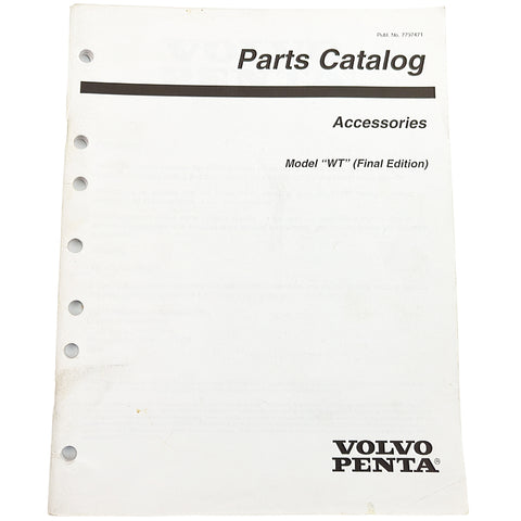 Volvo Penta 7797471 Genuine OEM Final Edition Accessories Model WT Parts Catalog Service Manual