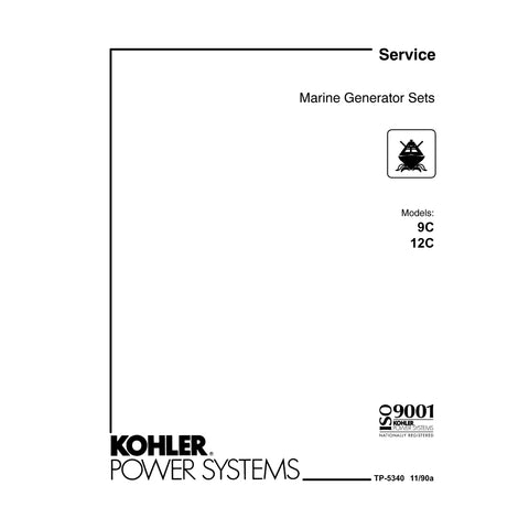 Kohler TP-5340 11/90a Genuine OEM Marine Generator 9C 12C Engine Service Manual