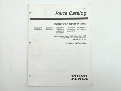 Volvo Penta 7797475 Genuine OEM Master Part Number Index Parts Catalog Service Manual