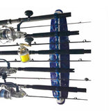 Rush Creek 90-5555 Reel Salty All Weather Wood Wall & Ceiling Horizontal Offshore & Inshore 3-in-1 Storage 10-Rod Rack