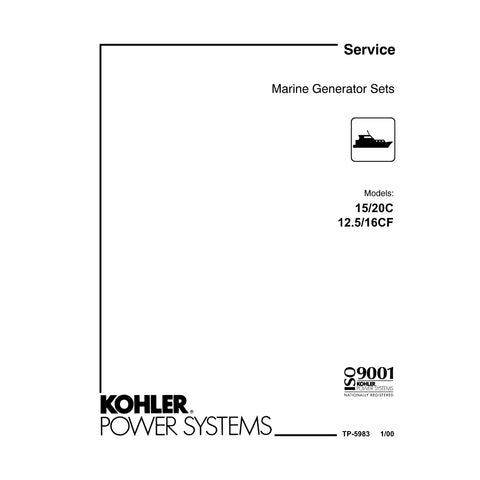 Kohler TP-5983 1/00 Genuine OEM Marine Generator 15/20C 12.5/16CF Service Manual