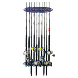 Rush Creek 90-5555 Reel Salty All Weather Wood Wall & Ceiling Horizontal Offshore & Inshore 3-in-1 Storage 10-Rod Rack