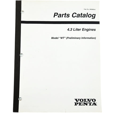 Volvo Penta 3850085-6 Genuine OEM 4.3 Liter Engines Model WT Parts Catalogue Service Manual