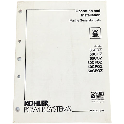 Kohler TP-5736 2/9a Genuine OEM Marine Generator 35COZ Operation and Installation Manual