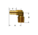 Midland Metal 32-313 32313 Brass 3/4" Hose Barb X 1/2" NPTF 90° Adapter Fitting