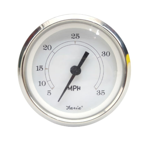 Faria SE9370A Heritage Silver Boat Marine 3-3/8" 5-35 MPH Speedometer Gauge