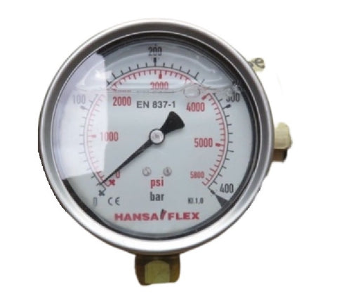 Hansa Flex GMM 50-400 Glycerine Filled EN 837-1 Pressure Gauge Analog Meter