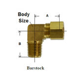 Midland Metal 18-232B 18232B Barstock 3/8” COMP X 1/8” MIP 90° Brass Male Elbow Fitting