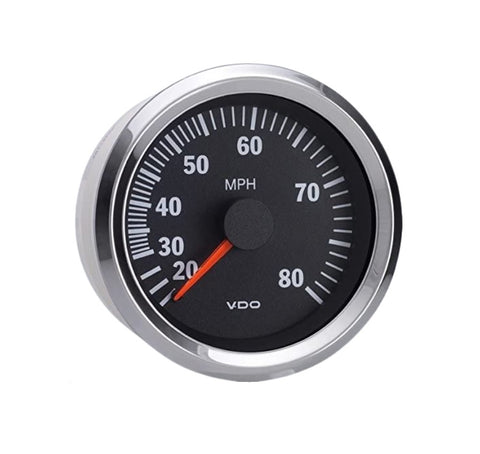 VDO 260 194 Vision Chrome Marine 3-3/8" (85mm) 12V 80 MPH Speedometer Gauge