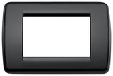 Vimar 16763.16 Idea Rondò 4.83” X 3.22” Glossy Black Technopolymer 3-Module Switch Cover Plate