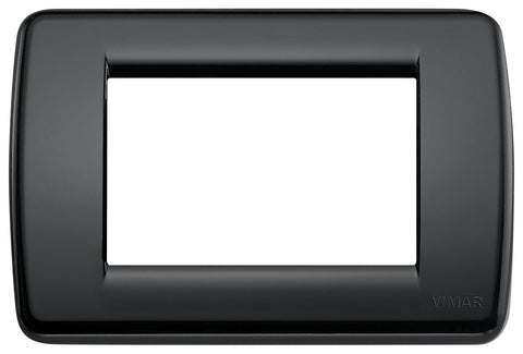 Vimar 16763.16 Idea Rondò 4.83” X 3.22” Glossy Black Technopolymer 3-Module Switch Cover Plate