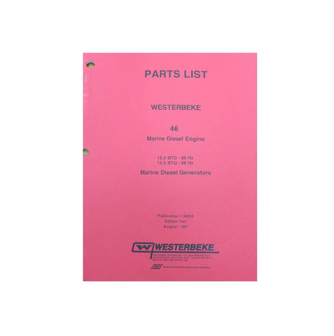 Westerbeke 34908 46 Diesel Engine 15.0 BTD 60Hz 12.0 50Hz Generator Part List - Second Wind Sales