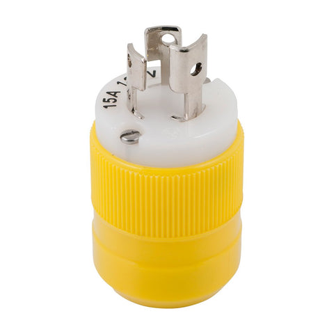 Marinco 4721CR Corrosion Resistant Yellow 15A 125V 3 Wire Male Shore Power Locking Plug
