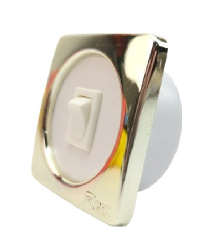 FriLight 48601WHGD Marine 12V Single Euro 60mm Gold Trim Ring Rocker Light Switch 48601