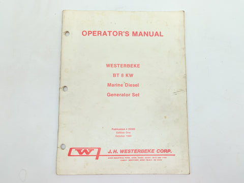 Westerbeke 35383 Genuine OEM Edition One BT 8 KW Marine Diesel Generator Operator's Manual