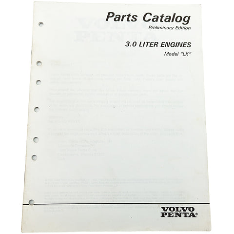 Volvo Penta 7797300-6 Genuine OEM 3.0 Liter Engines Model LK Parts Catalog Service Manual