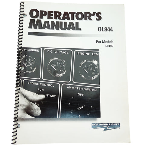 Northern Lights OL844 Lugger Genuine OEM Marine Engine L844D Operator’s Manual