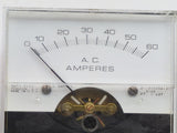 Hoyt Electric 3126 Vintage 2-1/2" Panel Mount 60A AC Amperes AMP Gauge Meter