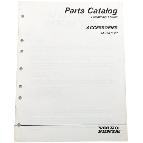 Volvo Penta 7797350-1 Genuine OEM Preliminary Edition Accessories Model LK Parts Catalog Service Manual