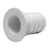 Marine East 6218W White Plastic Flush Impact 1” Hose Barb Straight Drain Fitting