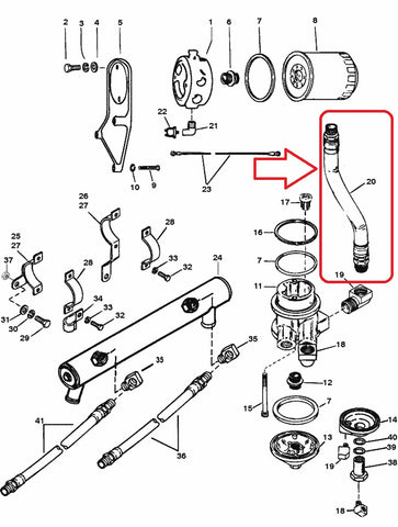 Mercury MerCruiser 32-92357 49 Genuine OEM Bulldog Cyclone 24” Oil Adapter Hose