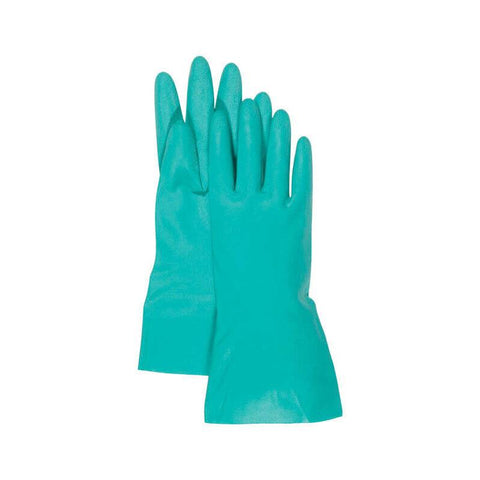Boss 118 Medium Duty Green Cotton Flock Lined Nitrile Large Protective Gloves